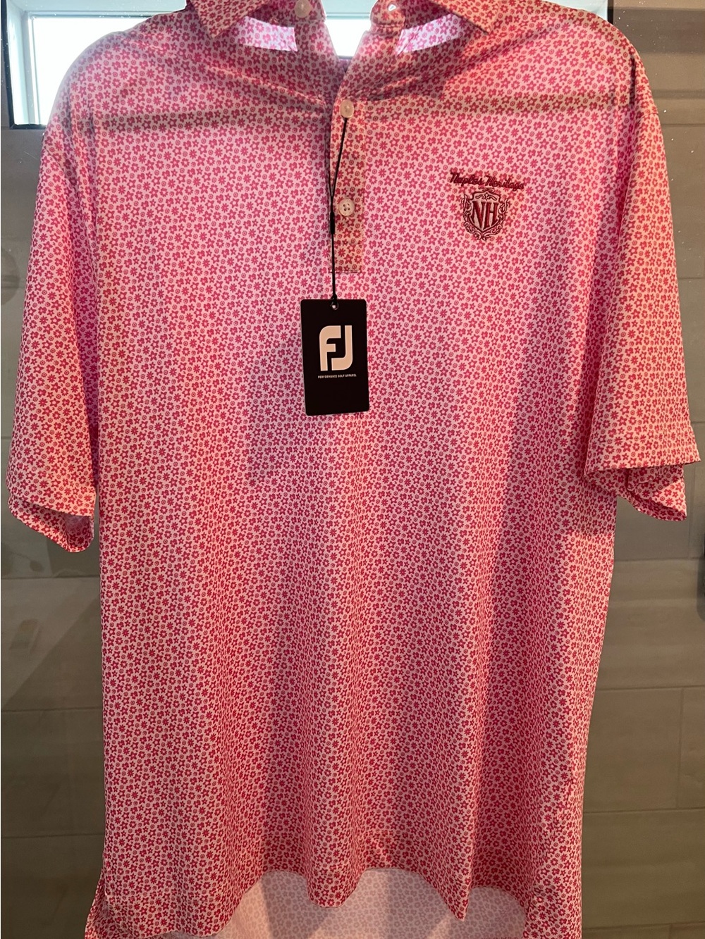 FootJoy Pink Micro Floral Men's Golf Polo